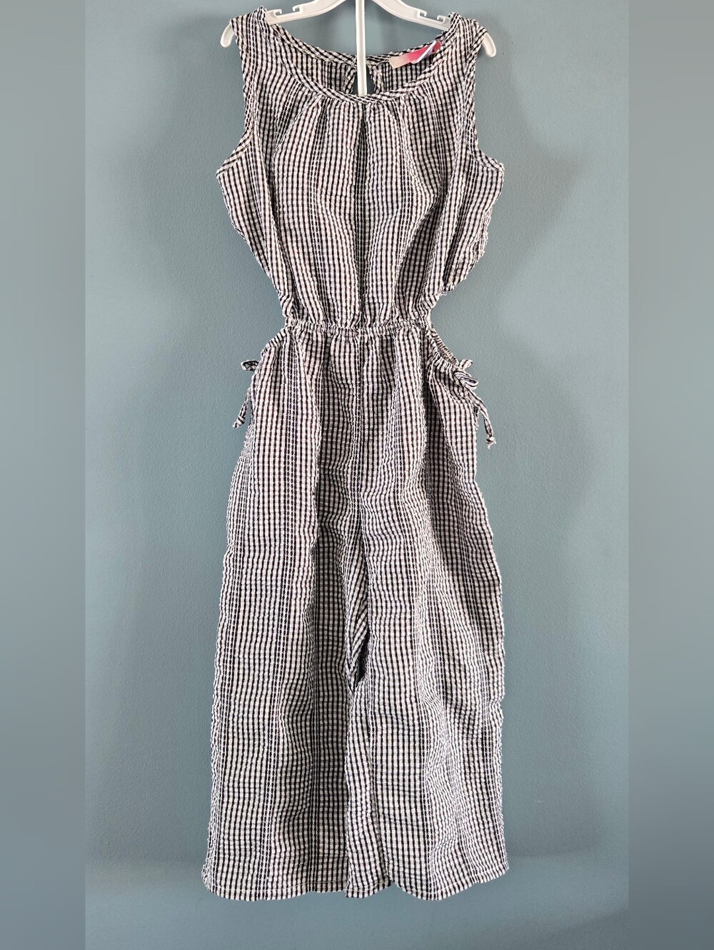 Sleeveless Black & White Gingham Jumpsuit Girls (10)